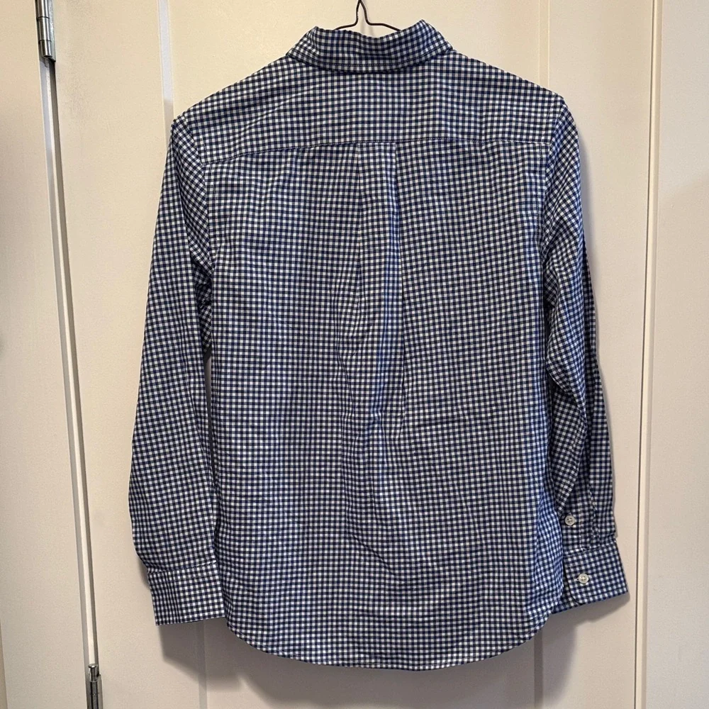 Ralph Lauren Boys Navy Checkered Button Down Shirt size M 10/12 NWT